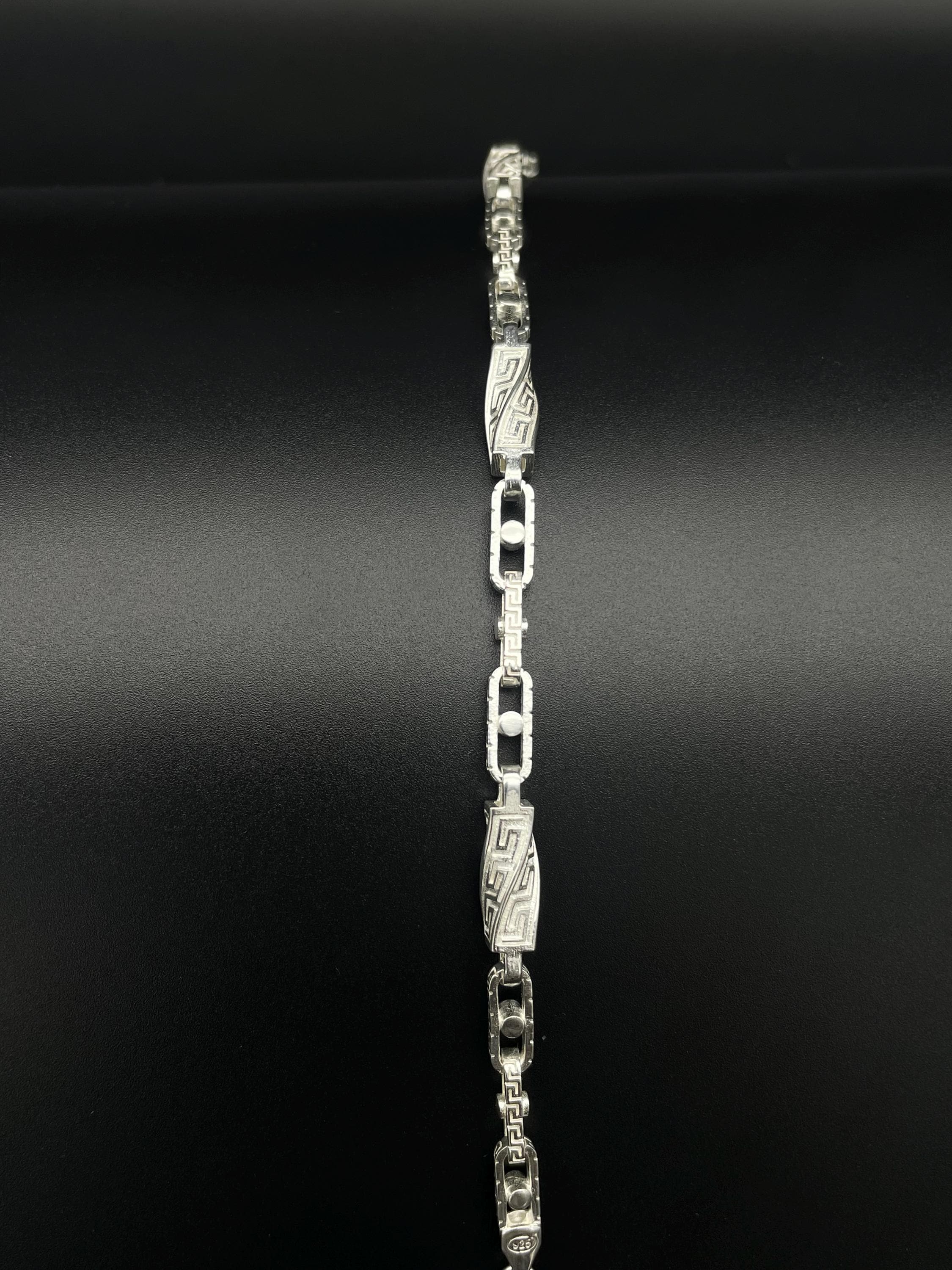 vintage bracelet 925Sterling Silver スネーク 925 Sterling Silver Greek Key Bracelet - Handmade Meander Link