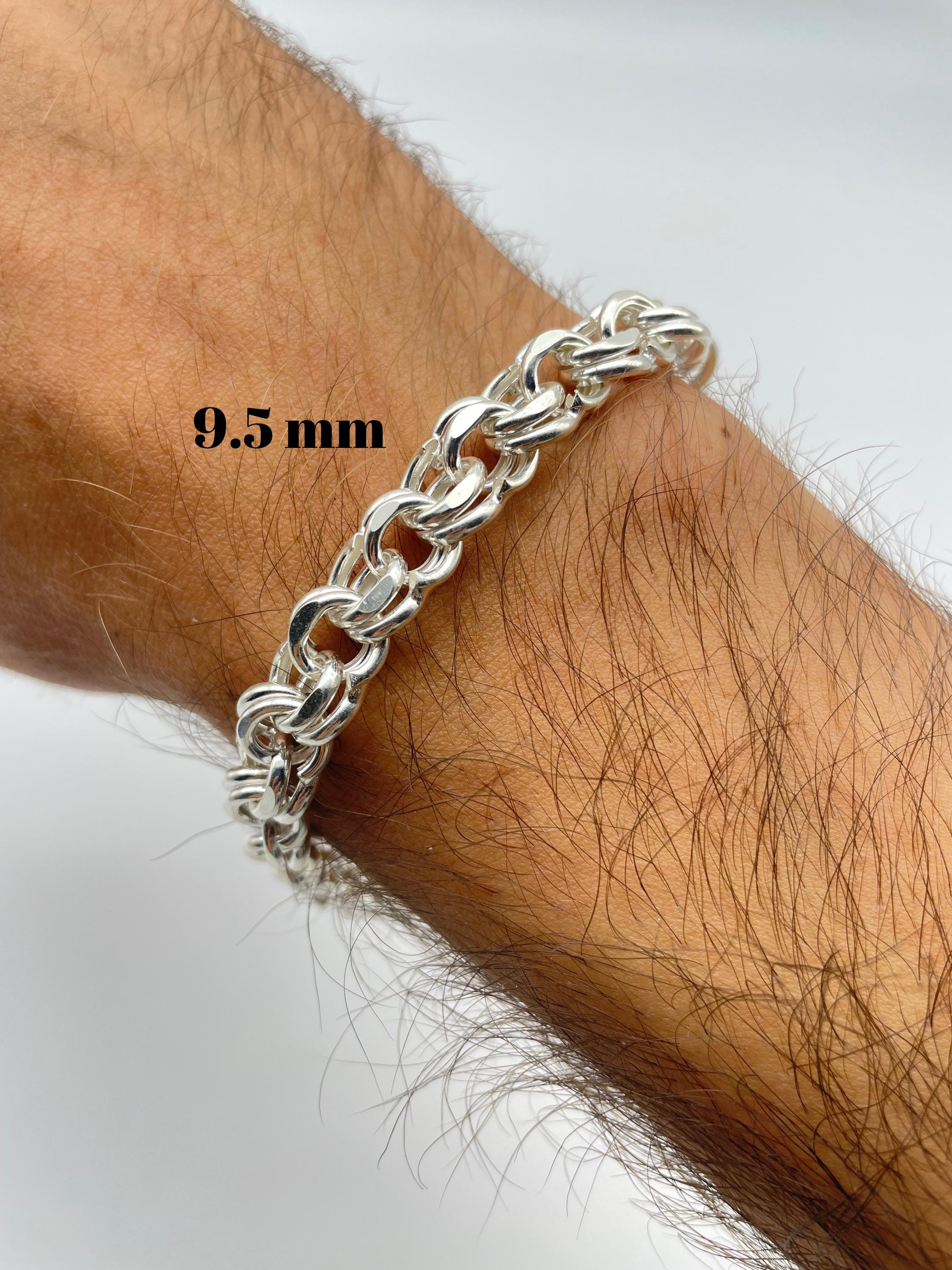 925 Sterling Silver Rolo Chain Bracelet, Heavy Belcher Chain for