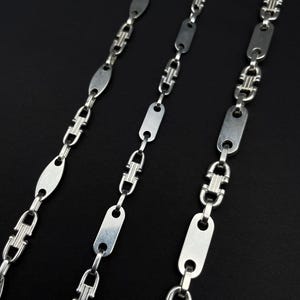 925 Sterling Silver Engraved Link Chain | Heavy Men’s Anchor Mariner Chain Necklace | Bold Statement Jewelry Gift | Mariner ID Link Style