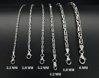 Sterling Silver Byzantine Chain Bracelet: Oxidized Viking King Chain