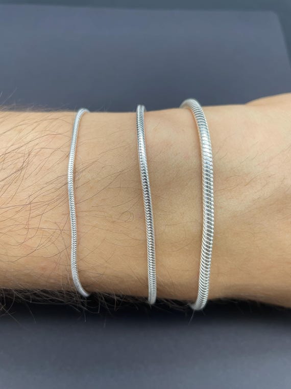 925 Sterling Silver Herringbone Chain Bracelet Snake Chain for