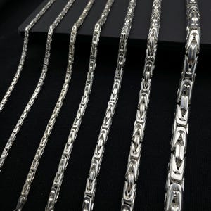 925 Sterling Silver Round Byzantine Chain Necklace for Men, Shiny Non-Oxidized King Chain, Handmade Bold Bali Link Jewelry, Gift for Him