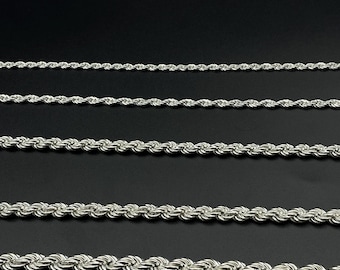 Sterling Silver Rope Chain Necklace: Unisex Italian Twisted Silver
