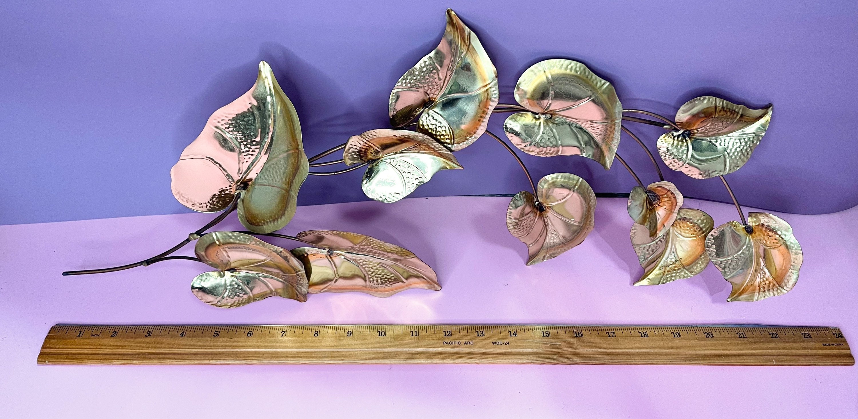 Copper / Bronze Metal Leaf Wall Hanging Art Vintage Metal Etsy