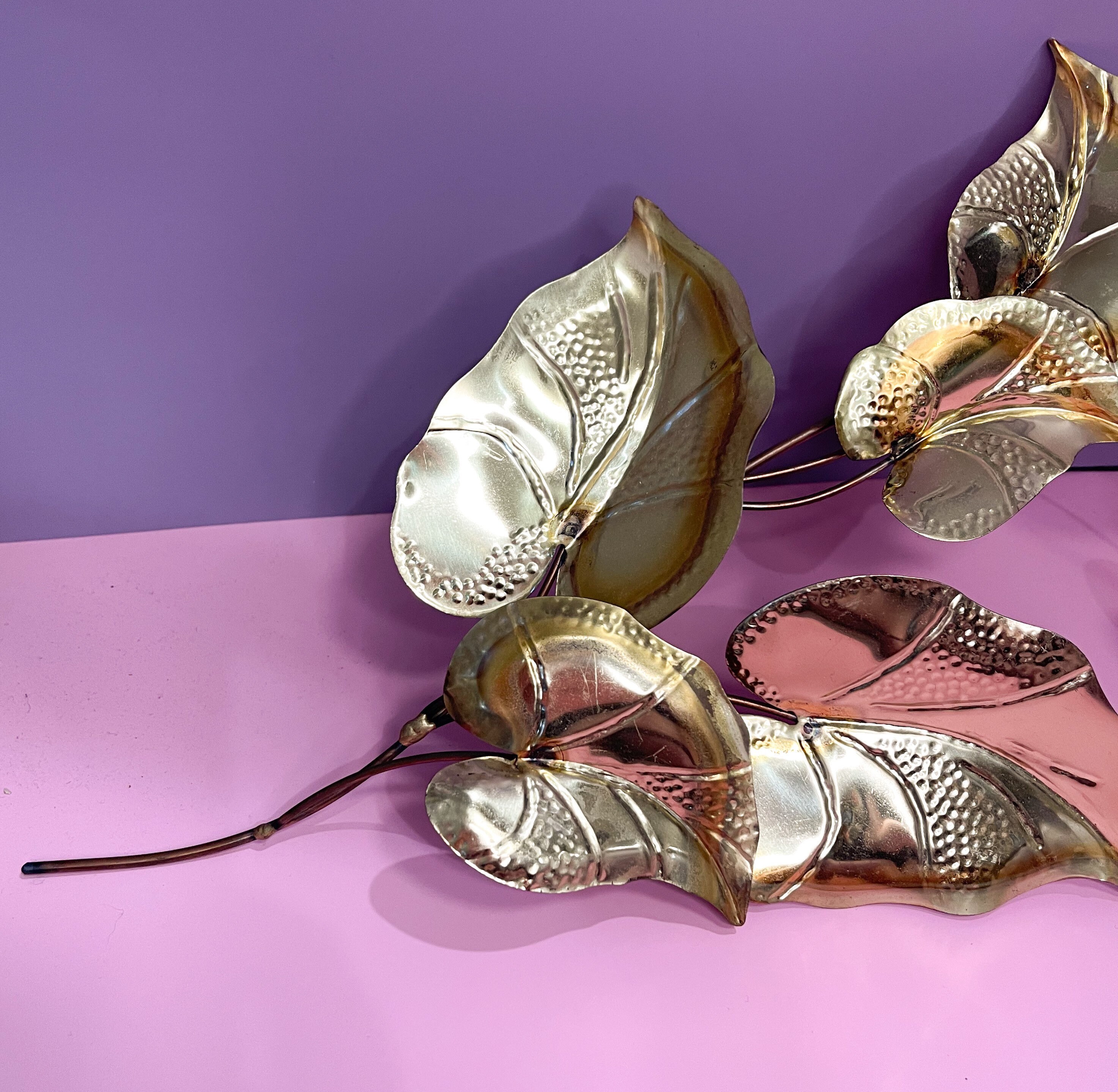 Copper / Bronze Metal Leaf Wall Hanging Art Vintage Metal Etsy