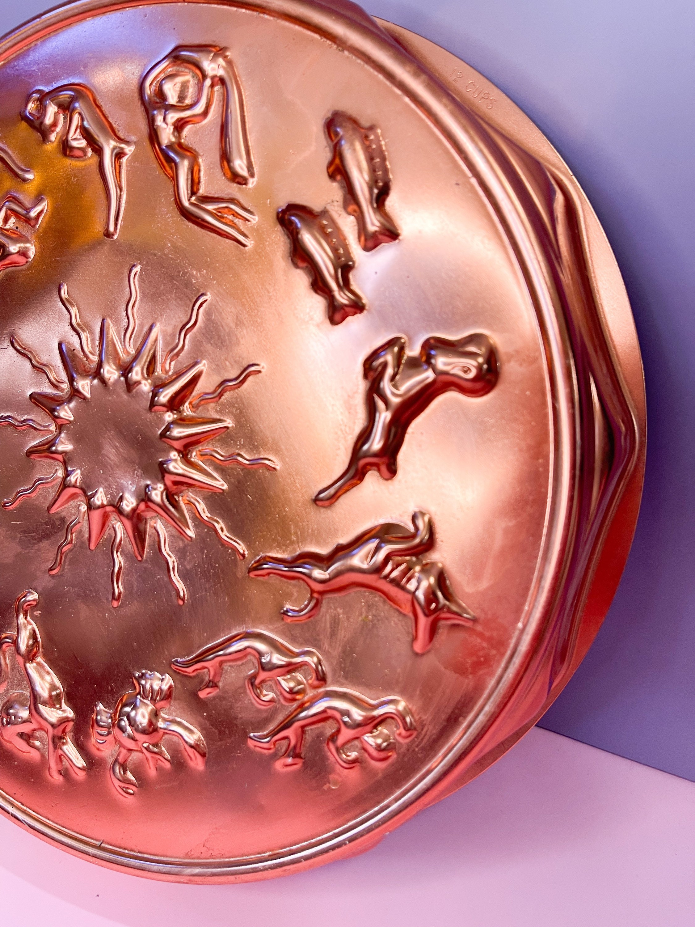 Copper Zodiac Cake Pan Wall Decor, Astrological Copper Wall Art