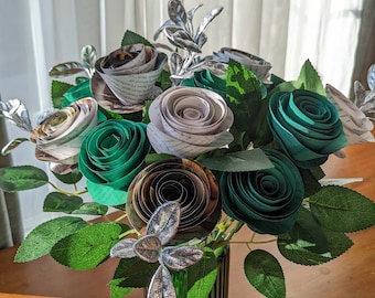 House of the Proud | Wizarding House Flowers Made from Recycled Book Pages | Gift for Readers, Writers, and Book Lovers