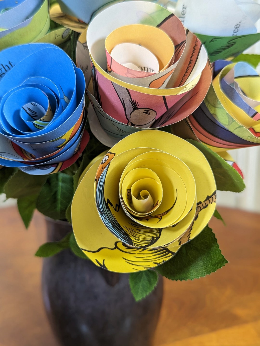 Children's Book Page Flower Bouquet Longstemmed Flowers Etsy