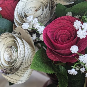 Jane Austen Bouquet | Long-Stemmed Book Page Flowers Made from Recycled Book Pages | Gift for Readers, Writers, and Book Lovers