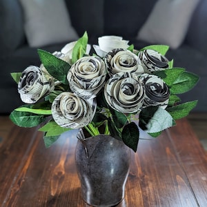 Edgar Allan Poe | Long-Stemmed Book Page Flowers Made from Recycled Book Pages | Gift for Readers, Writers, and Book Lovers