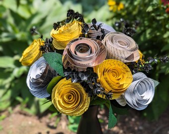 House of the Loyal | Wizarding House Flowers Made from Recycled Book Pages | Gift for Readers, Writers, and Book Lovers