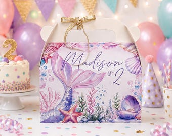 Mermaid Party Favor Box, personalisierte unter der Sea Giebel Box