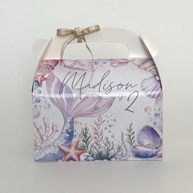 Mermaid Birthday Party Favor Box, Personalized Under the Sea Gable Box ...