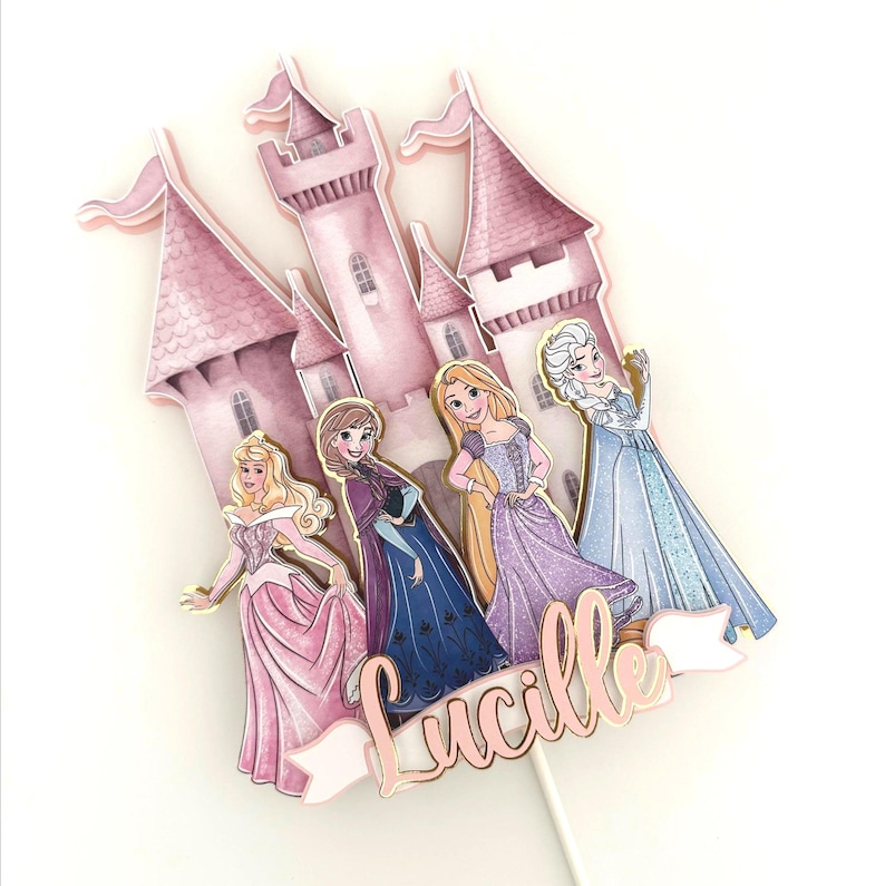 Personalized Princess Castle Cake Topper: Custom Magical Birthday Party Decor image 2