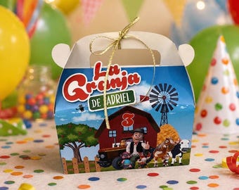 Personalisierte Zenón Farm Favor Box: Barnyard Party Leckerli Box