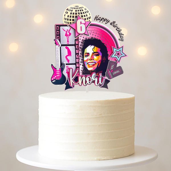 Décoration de gâteau pop star rétro : décoration de fête d'anniversaire avec musique des années 80 et 90