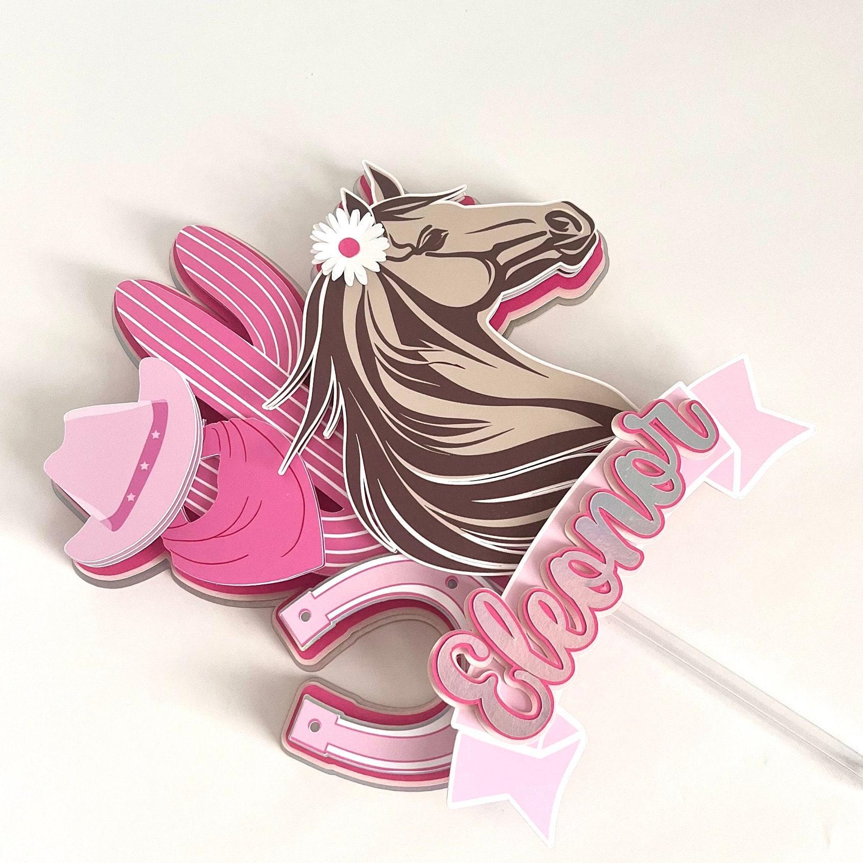 Decorazioni Compleanno A Tema Cavallo Rosa: 49 Palloncini, Striscione E Topper Per Torta E Cupcake - 4
