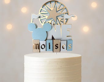 Vintage Disneyland Cake Topper: Personalisierter Retro Geburtstag Party Dekor