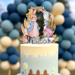 Decorazione per torta a forma di Peter Rabbit, decorazione per torta a forma di coniglietto per baby shower o primo compleanno, decorazione per festa a forma di coniglietto
