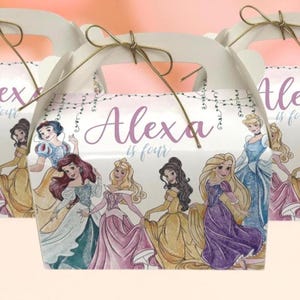 Prinzessin Gable Box, personalisierte Geburtstagsfeierbevorzugung, Leckerli-Box für Mädchen