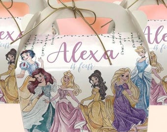 Prinzessin Gable Box, personalisierte Geburtstagsfeierbevorzugung, Leckerli-Box für Mädchen