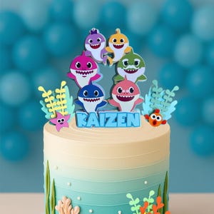 Baby Shark Cake Topper, Baby Shark Cake Decorations, Baby Shark Birthday Party Decor, Custom Baby Shark Party Decorations