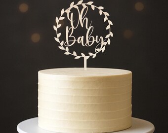 Personalized Rustic Wood 'Oh Baby' Cake Topper: Baby Shower & Gender Reveal  Decor