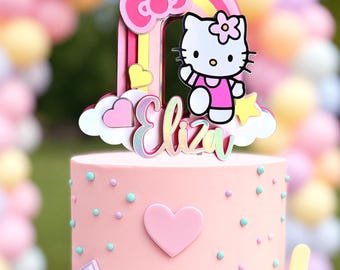 Adorno para tarta de gato kawaii: decoración personalizada para fiesta de cumpleaños de gatitos