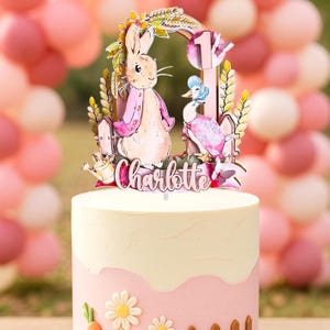 Decorazione per torta Peter Rabbit, festa di compleanno Peter Rabbit, decorazione per torta Flopsy Bunny, baby shower Peter Rabbit, primo compleanno Peter Rabbit