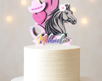 Cowgirl Cake Topper: Pinkes Rodeo Pferd Geburtstagsparty Dekor