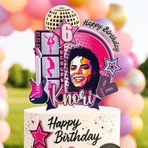 Decorazione per torta personalizzata Michael J, festa di compleanno retrò, tema festa retrò, decorazioni per feste retrò, decorazioni per feste di compleanno retrò