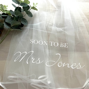 Personalised Soon to be Mrs Hen Party Veil for the Bride to Bes Hen Do Wedding Gift for the Future Bride image 1