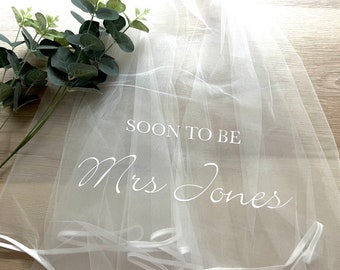 Personalised Soon to be Mrs Hen Party Veil for the Bride to Be’s Hen Do | Wedding | Gift for the Future Bride