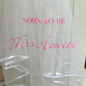 Personalised Soon to be Mrs Hen Party Veil for the Bride to Bes Hen Do Wedding Gift for the Future Bride image 6