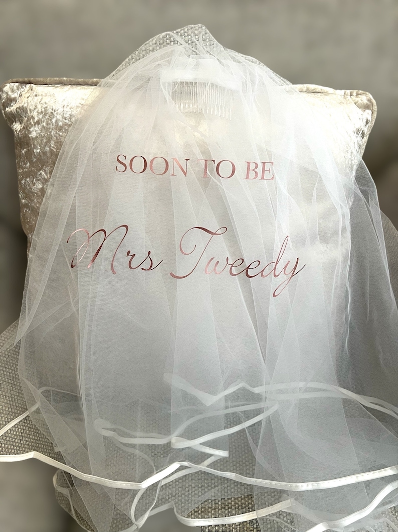 Personalised Soon to be Mrs Hen Party Veil for the Bride to Bes Hen Do Wedding Gift for the Future Bride image 4