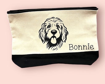 Personalised pet bag with black writing - A place to store all your dog’s bits and bobs like grooming tools