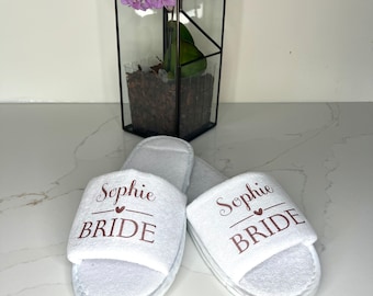 Personalised slippers for a Hen or Bridal Party for the Bride, her Bridesmaids & Maid of Honour or Mother of Bride To Be