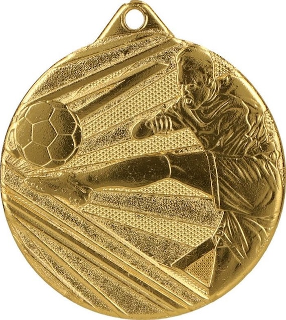 30x Junior Football Medals 5cm Gold Metal With Ribbons FREE