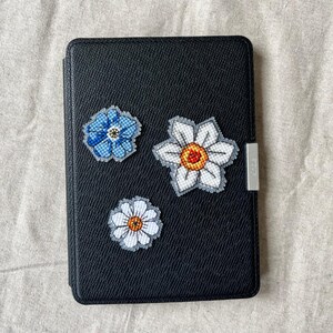 Tactiele sensorische kruissteek sticker set van 3 - angsthulp - handgemaakte bloemen fidget sticker voor angst - sensorische verlichting - overal plakken