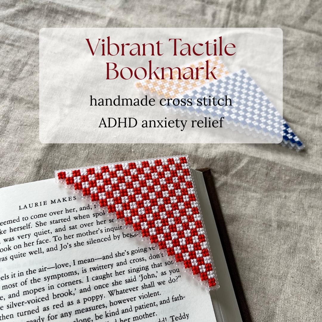 Vibrant Tactile Cross‑stitch Bookmark – ADHD Anxiety Relief Sensory ...