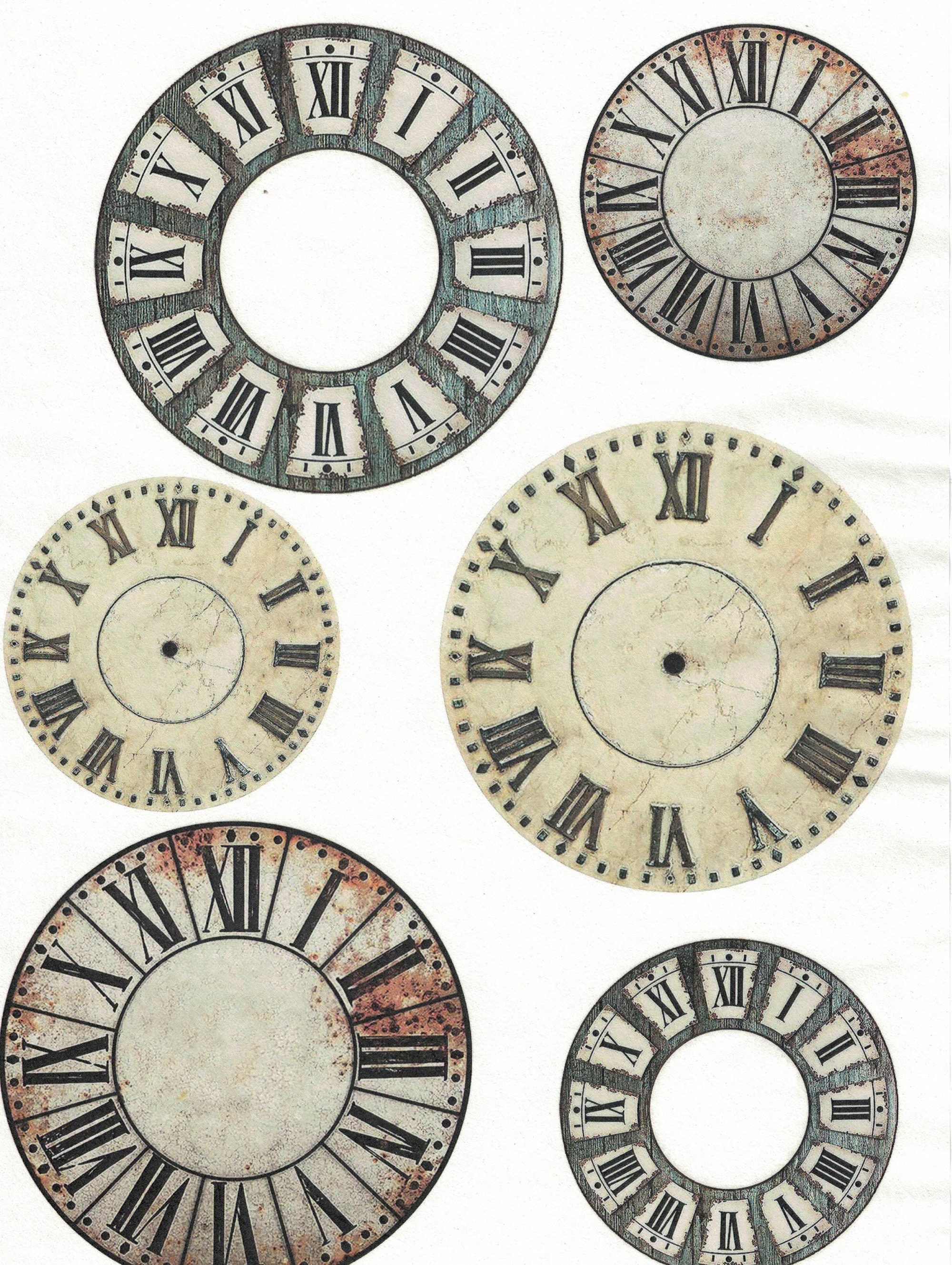Vintage Clocks Rice Paper for Decoupage A4, Art Journal, Scrapbooking