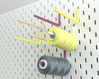 IKEA Skadis Pegboard Yarn Spool Holder, Sewing Room Organization, Set of 5