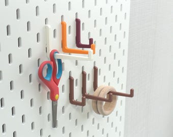 IKEA Skadis Pegboard Hooks, 3D Printed PLA, Set of 5