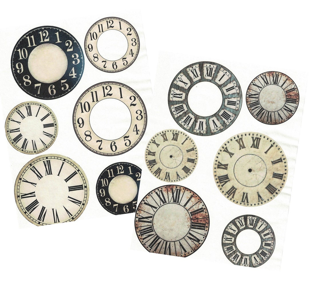 Vintage Clocks Rice Paper for Decoupage A4, Art Journal, Scrapbooking