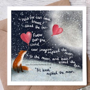 To The Moon and Back - Grußkarte, Nachdenkliche Karte, Karte für Verlust, Karten mit Bedeutung, Beileidskarte, Karte mit Worten, Gefühlskarte