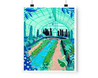 Como - colorful art print, greenhouse plant illustration, abstract landscape