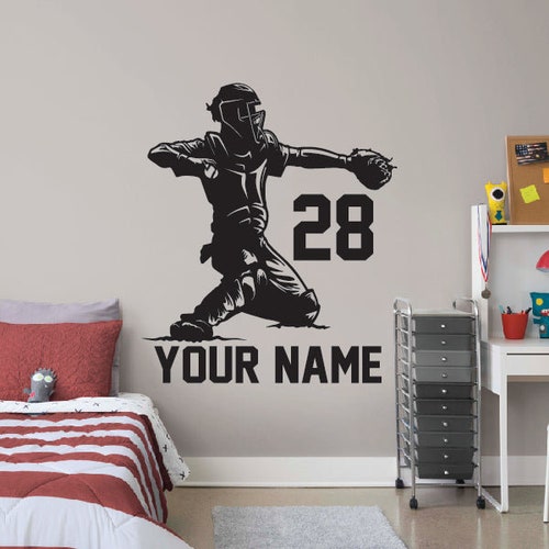 Personalized Name Baseball Wall Decal Softball Wall Sticker Etsy