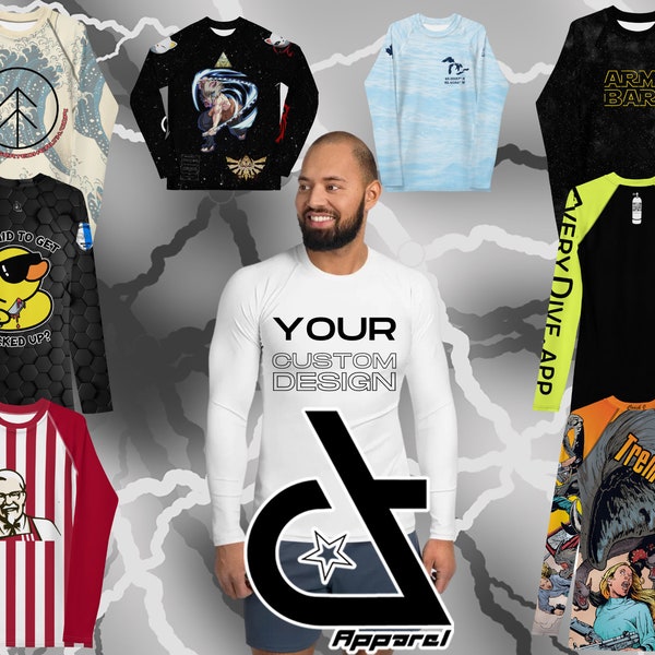 Custom Rash Guard Adult and Kids - Short and Long Sleeve - Bulk Discount Available! BJJ/MMA/Surfing - Brazilian Jiu Jitsu -