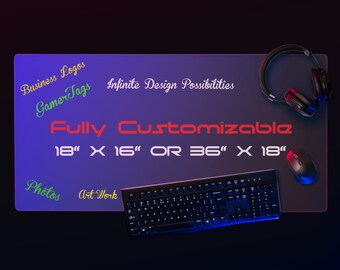 Custom Desk/Mouse Pad, 18x16 or 18x36, Gaming, Business, Desk Cover, Full Personalization!