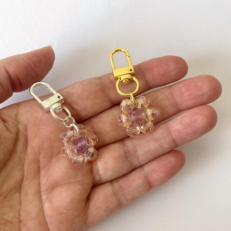 Crystal Daisy Bag Charms, Beaded Flower Keychain, Cute Flowers Purse